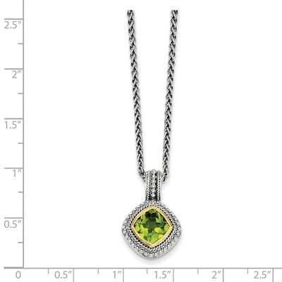 Peridot Necklace Sterling Silver &amp; 14k Gold QTC864, MPN: QTC864, 883957409528