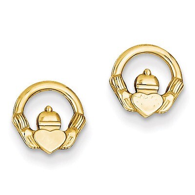 Claddagh Post Earrings 14k Gold A9509, MPN: A9509, 883957897752