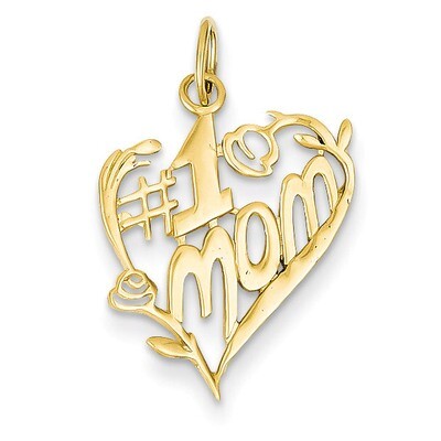 #1 Mom Heart Charm 14k Gold A9108, MPN: A9108, 883957897615