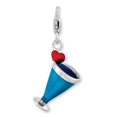 3-D Blue Hawaii Charm Sterling Silver Enameled QCC912 by Amore La Vita, MPN: QCC912, 886774236230