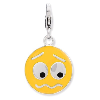 Confused Face Charm Sterling Silver Enameled QCC776 by Amore La Vita, MPN: QCC776, 886774235097
