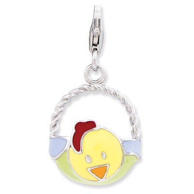 3-D Baby Hen Basket Charm Sterling Silver Enameled QCC771 by Amore La Vita, MPN: QCC771, 8867742350…