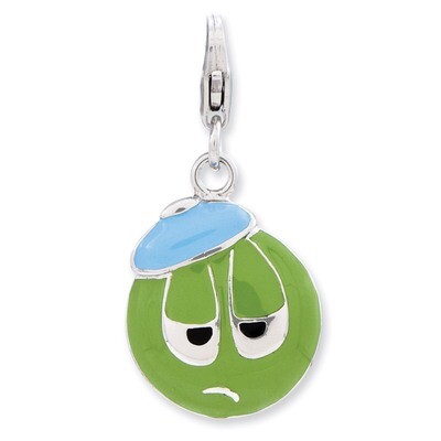 3-D Sad Face Charm Sterling Silver Enameled QCC767 by Amore La Vita, MPN: QCC767, 886774235004