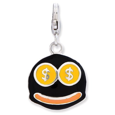 3-D Money Face Charm Sterling Silver Enameled QCC759 by Amore La Vita, MPN: QCC759, 886774234922
