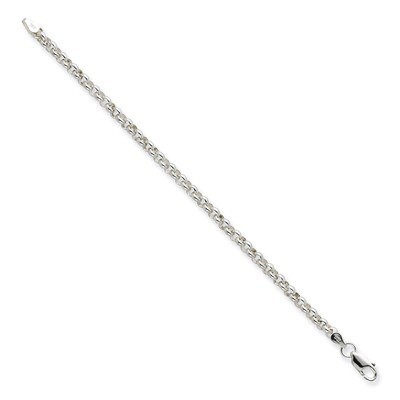 7 Inch 4.75mm Half Round Belcher Bracelet Sterling Silver Rhodium Plated QFC76R-7 by Amore La Vita,…
