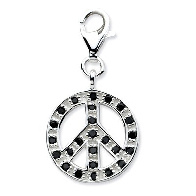 Synthetic Diamond Polished Peace Charm Sterling Silver Click-on QCC612 by Amore La Vita, MPN: QCC61…