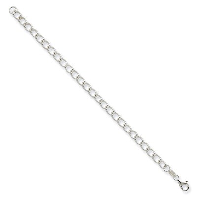 7 Inch Half round Wire Curb Chain Sterling Silver Rhodium Plated QPE59R-7 by Amore La Vita, MPN: QP…