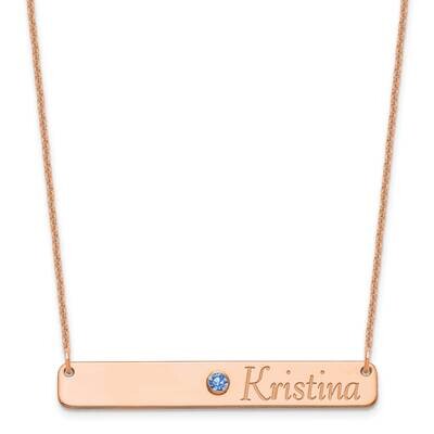 Personalized Bar with 18k Gold Bezel Birthstone Necklace 14k Rose Gold XNA980R, MPN: XNA980R,