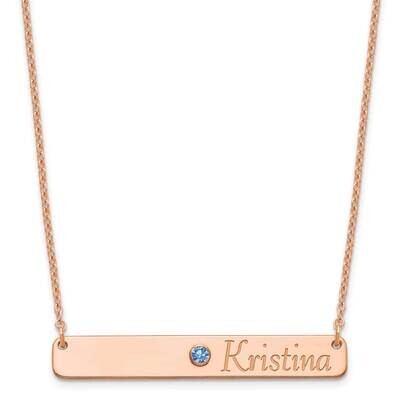 Personalized Bar with Birthstone Necklace Sterling Silver Rose-plated XNA980RP, MPN: XNA980RP,