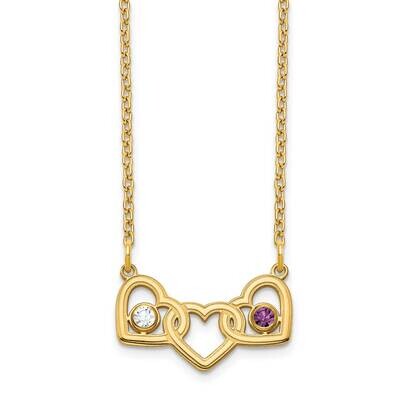 2 Birthstones 3 Heart Necklace Gold-plated  XNA975/2GP, MPN: XNA975/2GP,