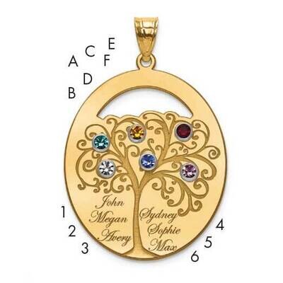 Family Pendant Gold Plated Sterling Silver QMP9/6GP, MPN: QMP9/6GP,