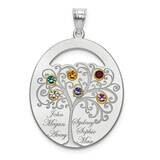 Sterling Silver Rhodium-plated 14k Bezel Crystal Family Pendant Sterling Silver Rhodium-plated QMP9…