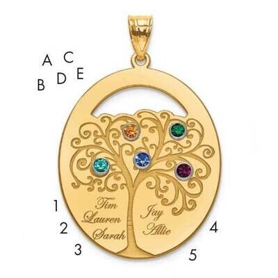 Family Pendant Gold Plated Sterling Silver QMP9/5GP, MPN: QMP9/5GP,