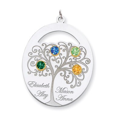 4 Birthstones Bezel Family Crystal Pendant Sterling Silver &amp; 14k Gold QMP9/4G, MPN: QMP9/4G, 883957…