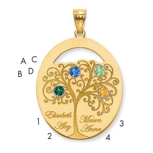 Family Pendant Gold Plated Sterling Silver QMP9/4GP, MPN: QMP9/4GP,