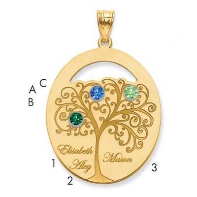 Family Pendant Gold Plated Sterling Silver QMP9/3GP, MPN: QMP9/3GP,