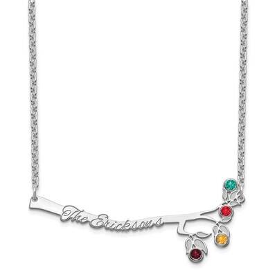 4 Birthstone Branch Necklace with Last Name Sterling Silver XNA922/4SS, MPN: XNA922/4SS,