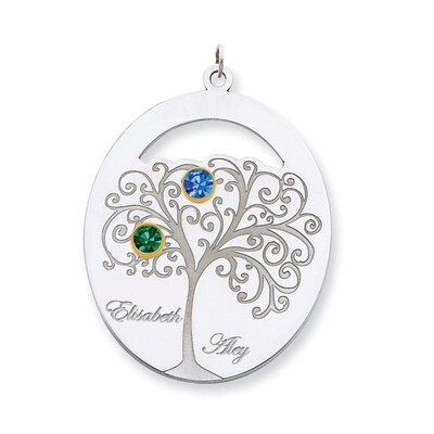 2 Birthstones Bezel Family Crystal Pendant Sterling Silver &amp; 14k Gold QMP9/2G, MPN: QMP9/2G, 883957…