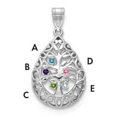 5 Birthstone (1.5mm) Tree of Life Tear Drop Pendant 14k White Gold XNA908/5W, MPN: XNA908/5W,