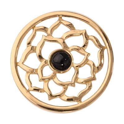 Nikki Lissoni Black Onyx Flower Gold-Plated 33mm Coin C1011GM, MPN: C1011GM, 8718627460337