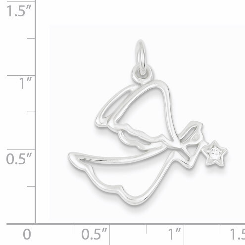 Angel Pendant Sterling Silver Diamond QC7384