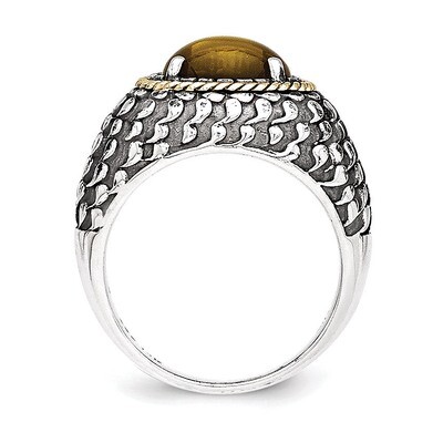 Citrine Ring Sterling Silver &amp; 14k Gold Antiqued QTC1105, MPN: QTC1105,
