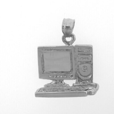 Office Computer Desktop Pendant Necklace Charm Bracelet in Yellow, White or Rose Gold 6444