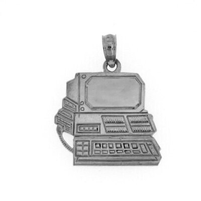 Office Computer Desktop Pendant Necklace Charm Bracelet in Yellow, White or Rose Gold 6437
