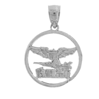 US Air Force Pendant Necklace Charm Bracelet in Yellow, White or Rose Gold 6282