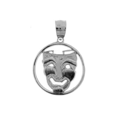 Theatrical Masks Pendant Necklace Charm Bracelet in Yellow, White or Rose Gold 6298