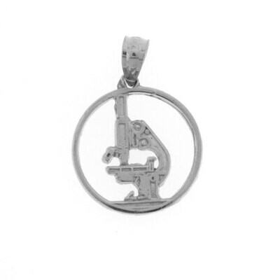 Microscope Pendant Necklace Charm Bracelet in Yellow, White or Rose Gold 6292