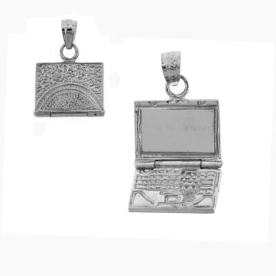 Office Computer Laptop Pendant Necklace Charm Bracelet in Yellow, White or Rose Gold 6434