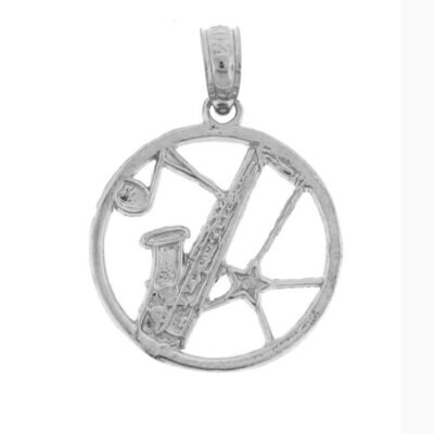 Trumpet Pendant Necklace Charm Bracelet in Yellow, White or Rose Gold 6309