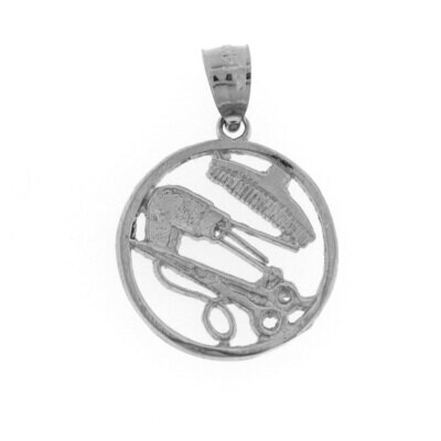 Barber Pendant Necklace Charm Bracelet in Yellow, White or Rose Gold 6297