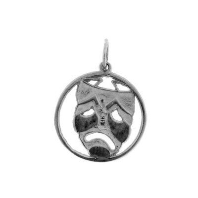 Theatrical Masks Pendant Necklace Charm Bracelet in Yellow, White or Rose Gold 6300