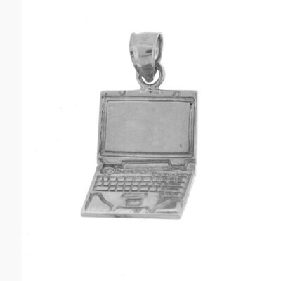 Office Computer Laptop Pendant Necklace Charm Bracelet in Yellow, White or Rose Gold 6436