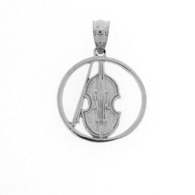 Violin Musical Pendant Necklace Charm Bracelet in Yellow, White or Rose Gold 6307
