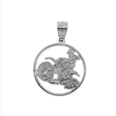 Motorbike Pendant Necklace Charm Bracelet in Yellow, White or Rose Gold 6320