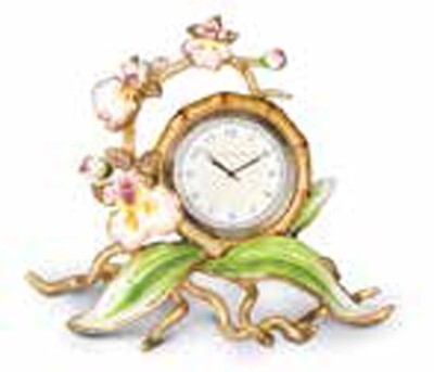 Jay Strongwater Tara Flora Orchid Clock, MPN: SDH6059-256,