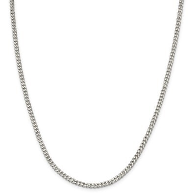 24 Inch 3.5mm Curb Chain Sterling Silver Rhodium-plated QCB100R-24, MPN: QCB100R-24, 883957191676