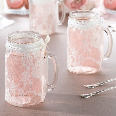 Lillian Rose Set of 4 Lace Glass Wraps GM13614