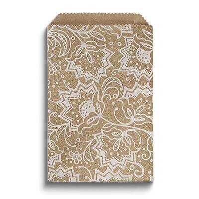 Lace Print Pack of 125 Paper 6.25x9.25 Flat Merchandise Bags JT5107-LACE, MPN: JT5107-LACE,