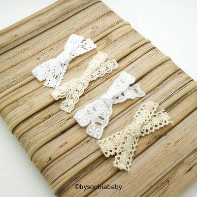 Baby Lace Bows Lace School Girl Bow Rustic baby girl Headband Newborn Baby Bows Grid Bow Headband L…