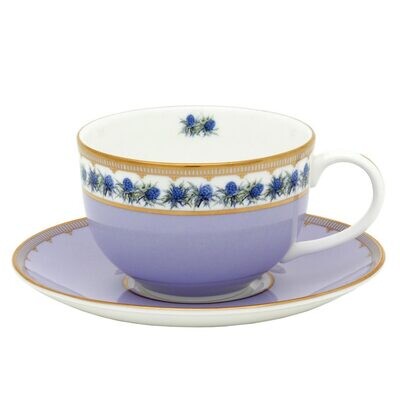 Halcyon Days CoM Shell Garden Floral Thistle Lilac Teacup &amp; Saucer BCCTH27TSG, MPN: BCCTH27TSG,