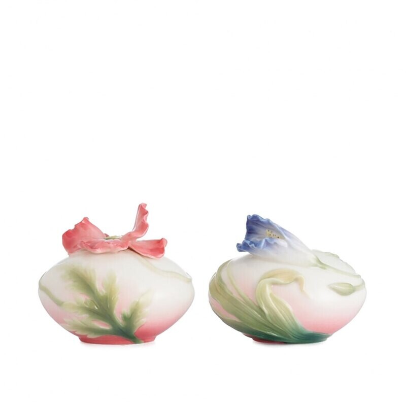 Franz Porcelain Porcelain Fringed Iris and Red Poppy Salt & Pepper ...