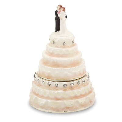 I Do Wedding Cake Trinket Box Enamel on Pewter by Jere, MPN: BJ3040, 191101595813