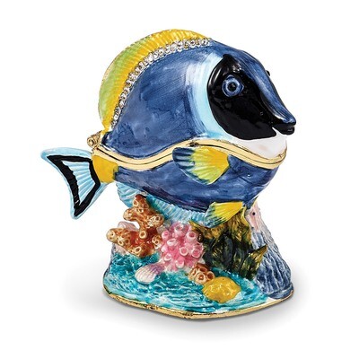 Blue Tang Fish Trinket Box Enamel on Pewter by Jere, MPN: BJ3058, 191101595905