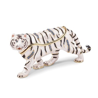 White Tiger Trinket Box Enamel on Pewter by Jere, MPN: BJ3087, 191101036842