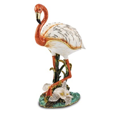 Large Mango Pink Flamingo Trinket Box Enamel on Pewter by Jere, MPN: BJ3089, 191101036972