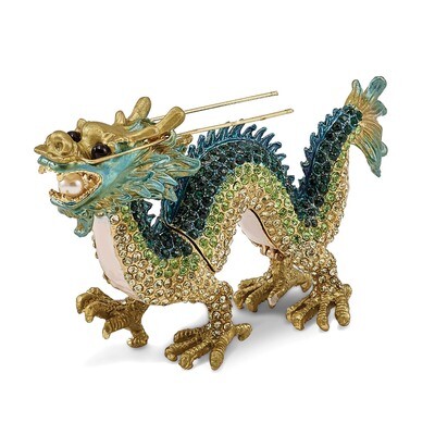 Chi Dragon Trinket Box Enamel on Pewter by Jere, MPN: BJ3097, 191101036798